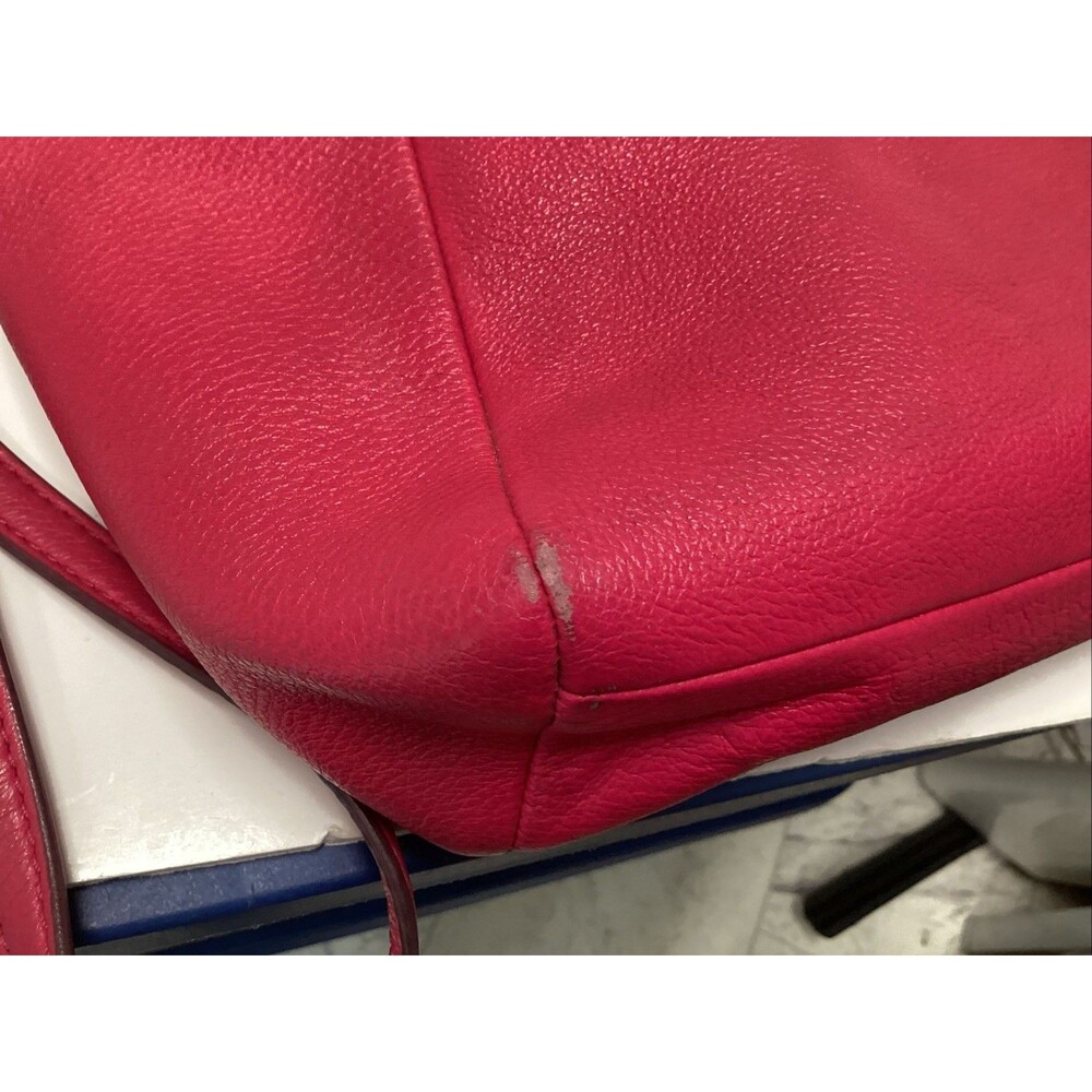coach Kelsey pebbled pink/fuchsia leather shoulder handbag double handles - Picture 11 of 12